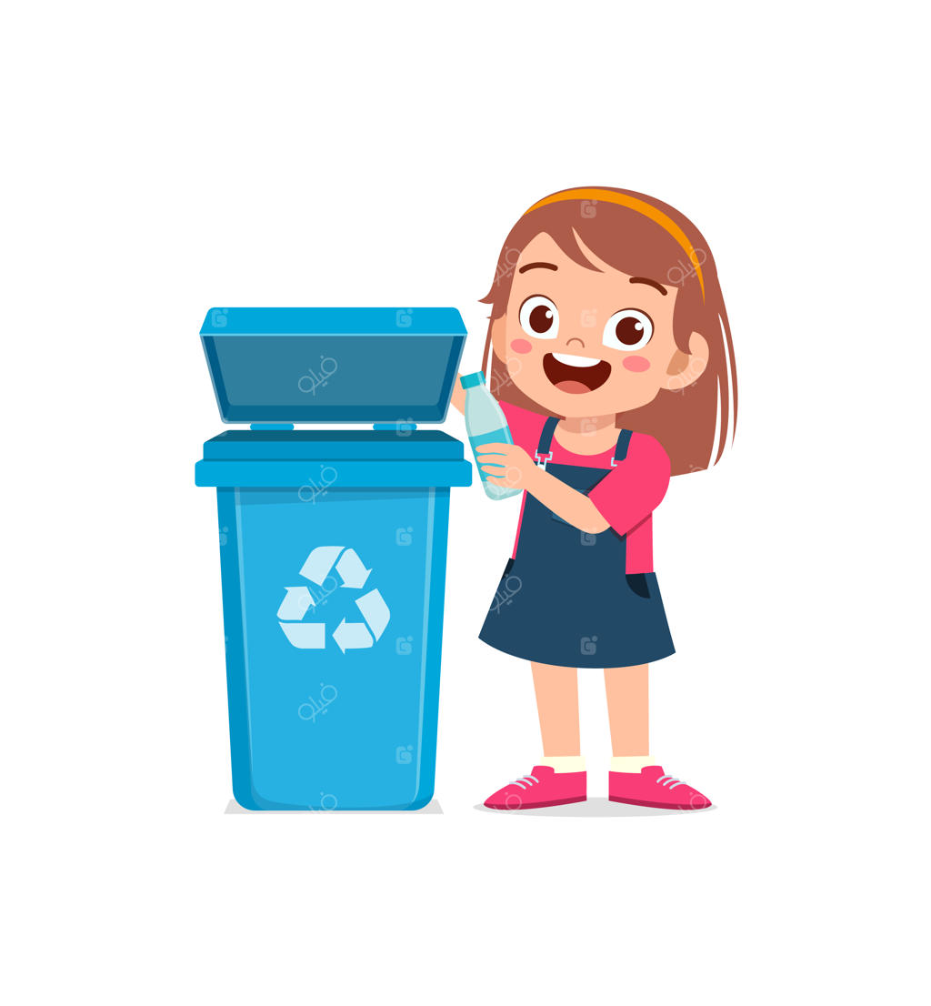 کودک کوچولو زباله را داخل سطل می‌اندازد