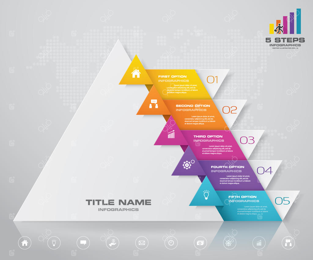 نمودار ارائه هرم در 5 مرحله. نسخه EPS10.