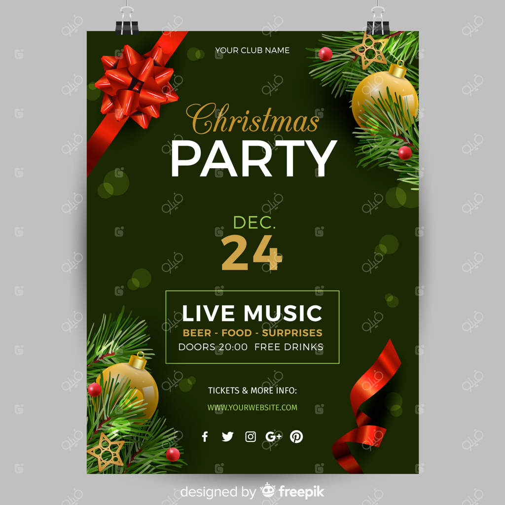 قالب پوستر واقع‌گرایانه جشن کریسمس