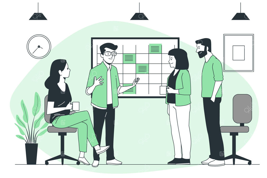 تصویری از مفهوم جلسه کوتاه ایستاده