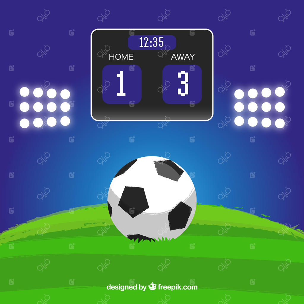 پس‌زمینه زمین فوتبال با تابلوی امتیازات