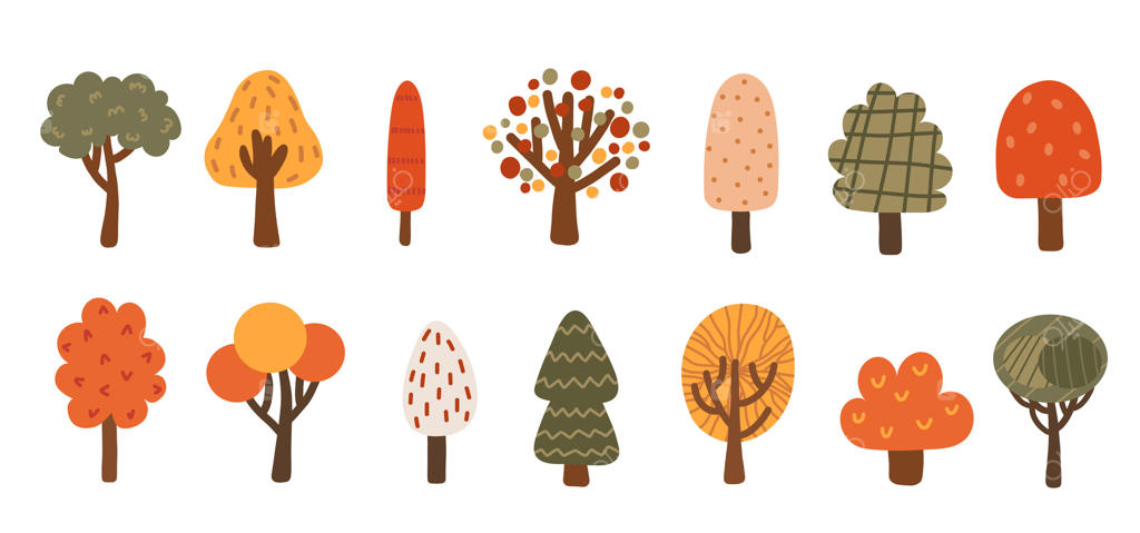 تصاویر کارتونی فانتزی از درختان برای پروژه‌های طراحی - حرفه‌ای وکتور