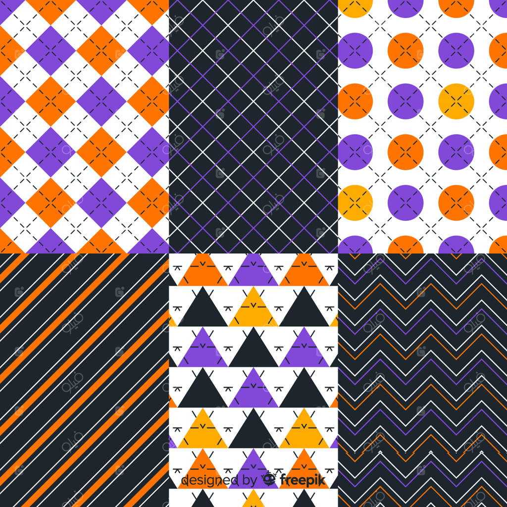 مجموعه الگوهای هندسی هالووین در بخش‌های مستطیلی