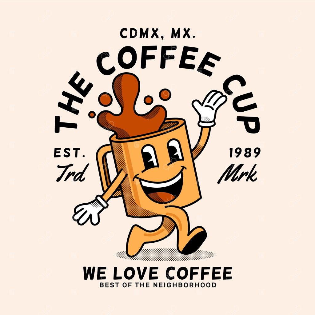 قالب لوگوی رستوران کارتونی وینتیج با جزئیات کامل