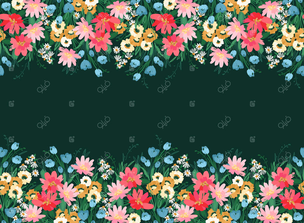 طرح وکتور مرز گل برای جلد کاغذ، پارچه، دکور داخلی و موارد دیگر