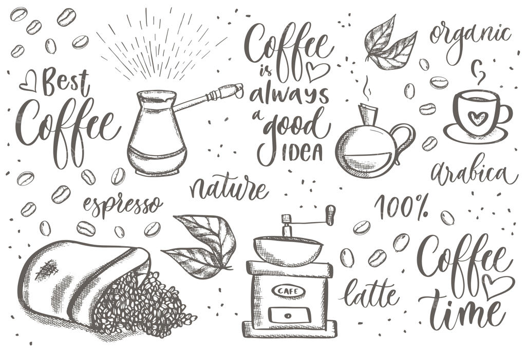 ست قهوه دست‌ساز با نوشته‌های دست‌نویس