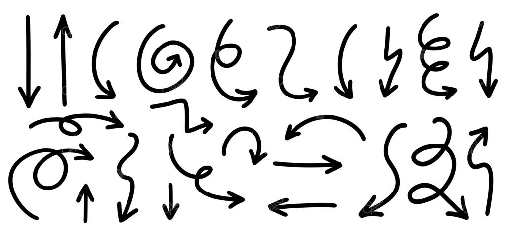 مجموعه آیکون‌های پیکان دست‌کشیده وکتوری.