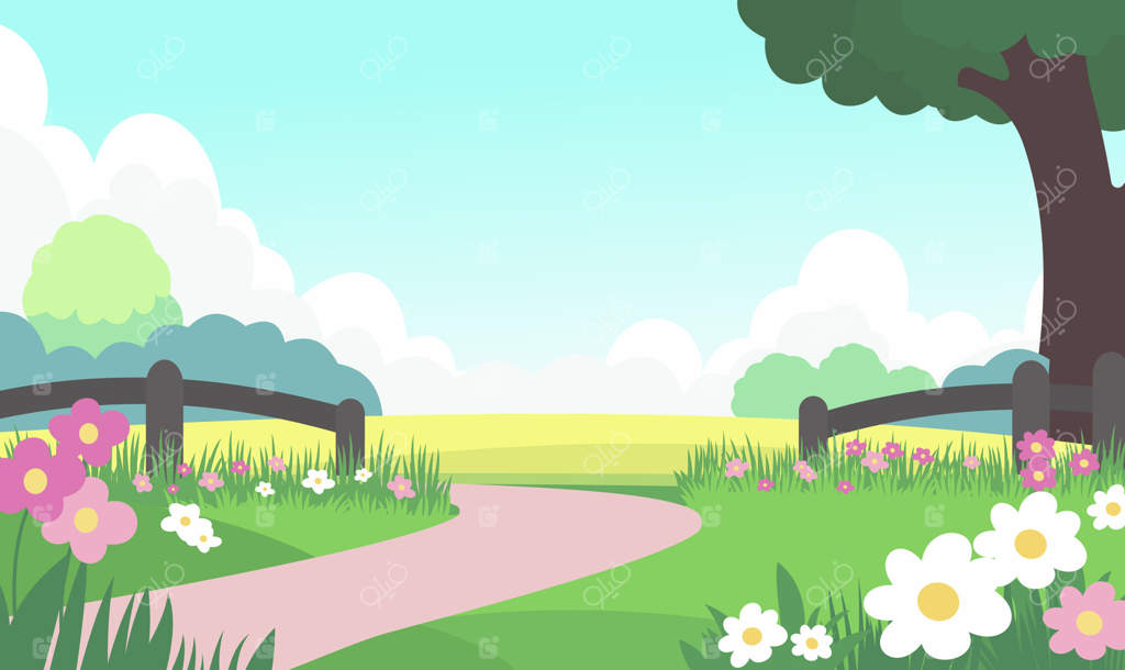 جاده‌ای در باغ پارک: طبیعتی با شکوفه‌های گل و درختان در تابستان