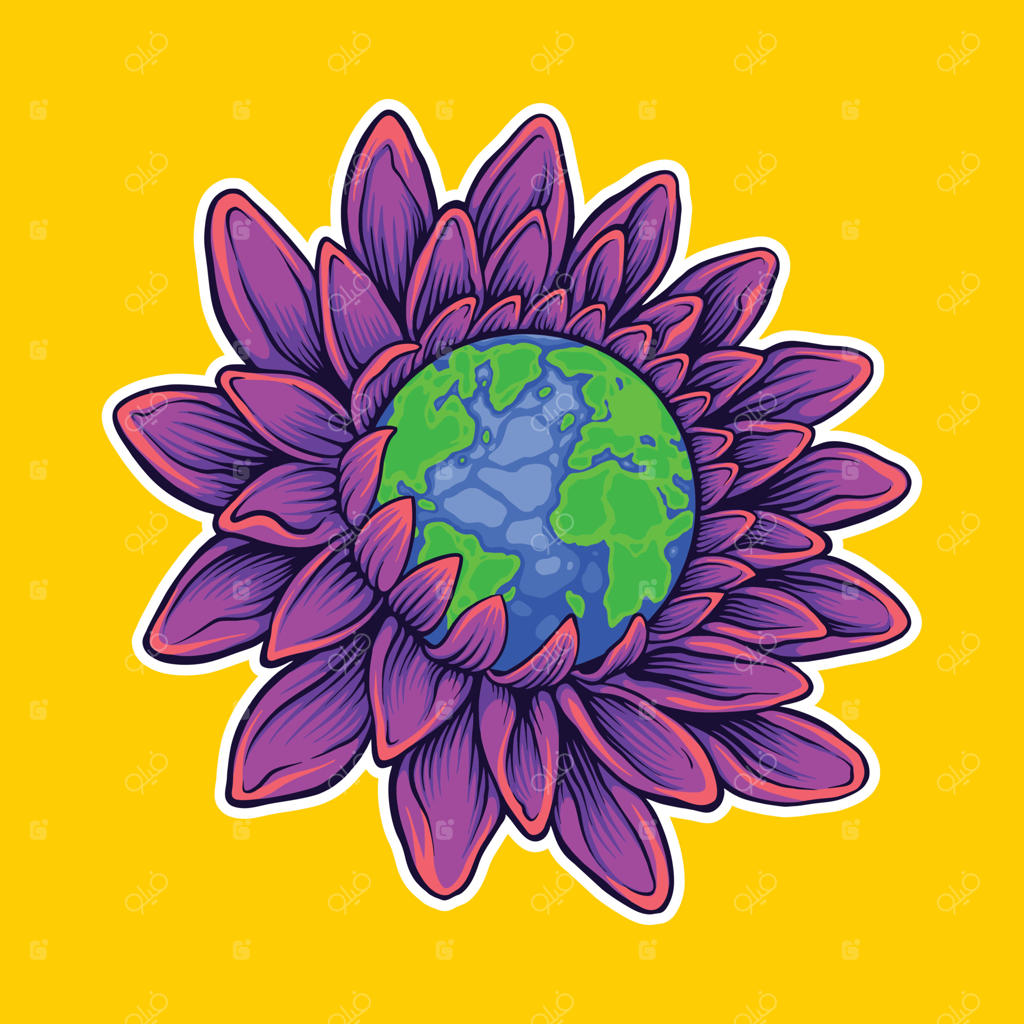 تصویرسازی وکتور لوگو و مسکات به مناسبت روز جهانی محیط زیست؛ ایده‌آل برای طراحی تی‌شرت، استیکر، لیبل، پوستر، کارت تبریک و تبلیغات تجاری شرکت‌ها و برندها.