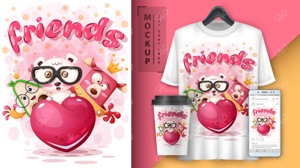 پوستر دوستان حیوانی با قلبی مهربان