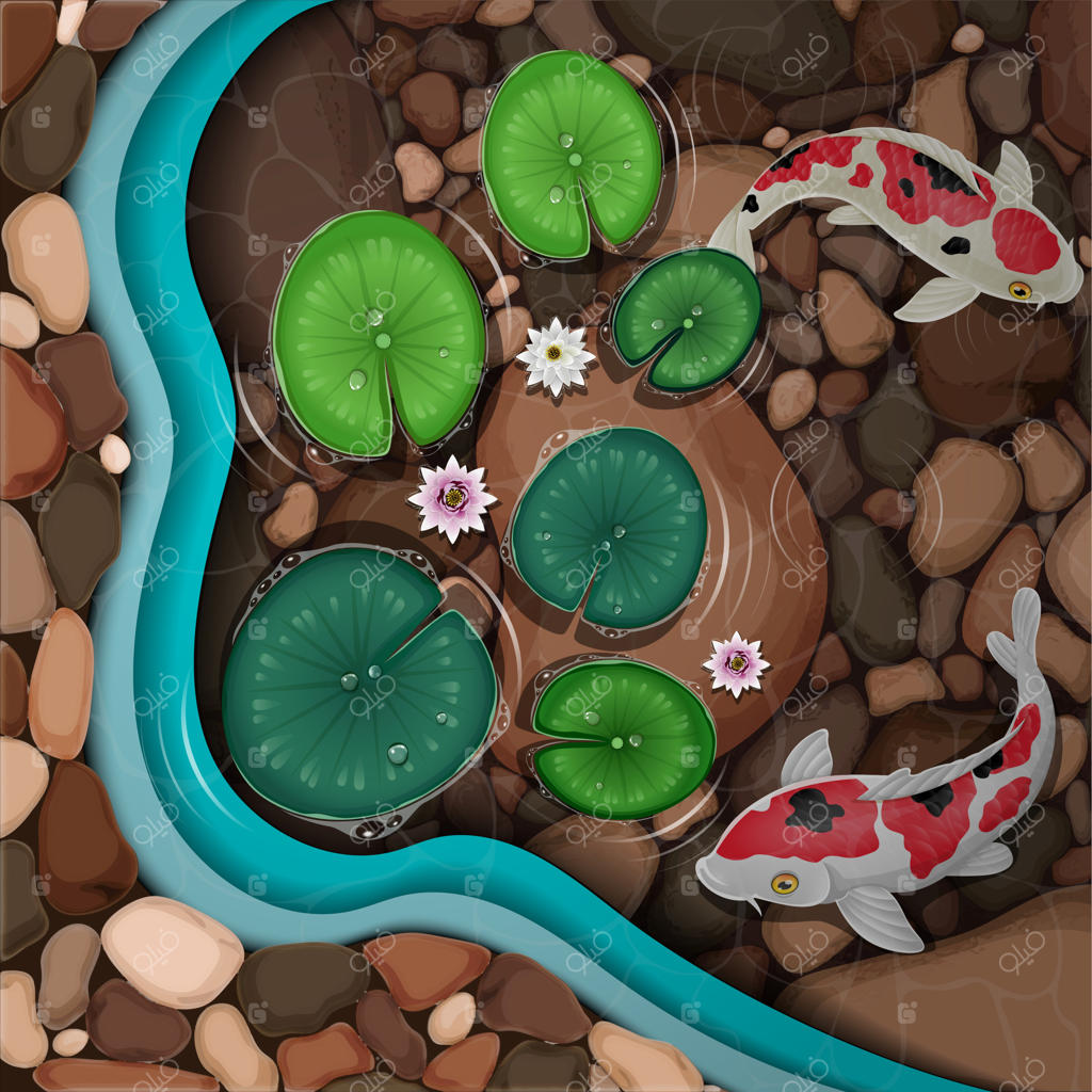 کارتون ماهی کپو در حوضچه شنا می‌کند