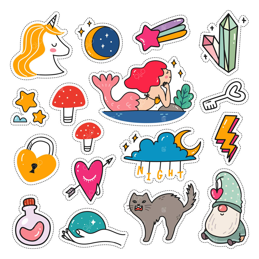 مجموعه استیکرهای کاوایی به سبک دودل