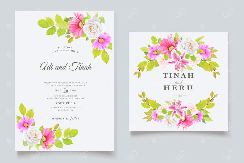 کارت عروسی با طرح گل‌دار