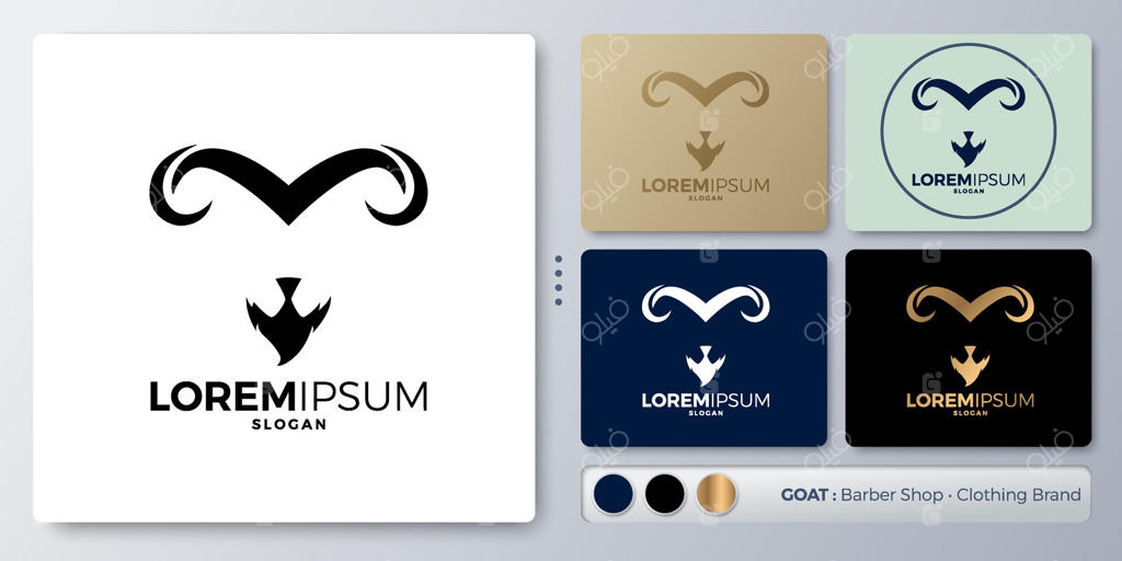 طراحی لوگوی برداری بز یا قوچ. فضای خالی برای وارد کردن نام برند شما. طراحی شده برای انواع کاربردها. مناسب برای شرکت‌ها، هویت برند، و آرایشگاه مردانه.