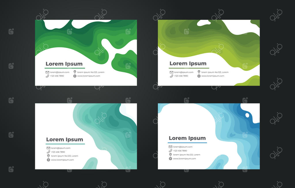 قالب کارت ویزیت تک‌رنگ با طرح موجی