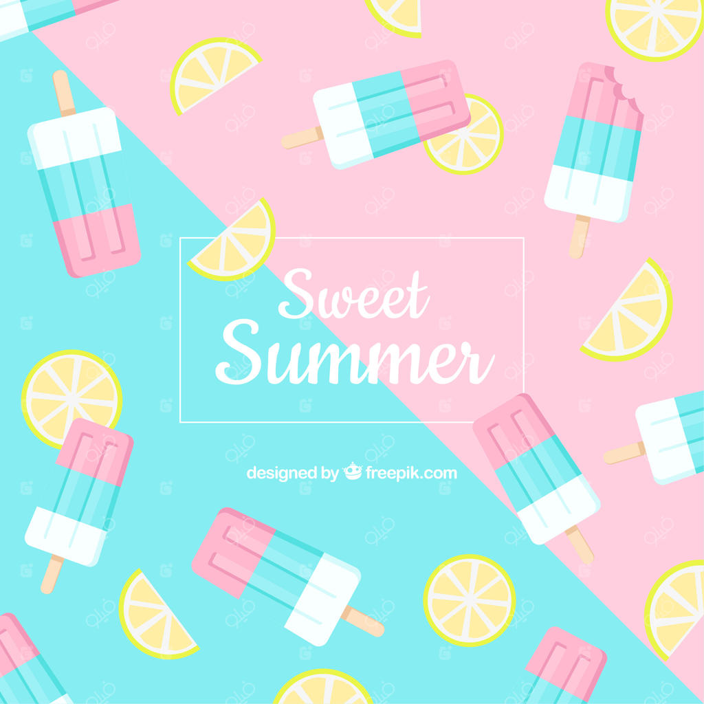 پس‌زمینه تابستانی با طرح بستنی‌ها