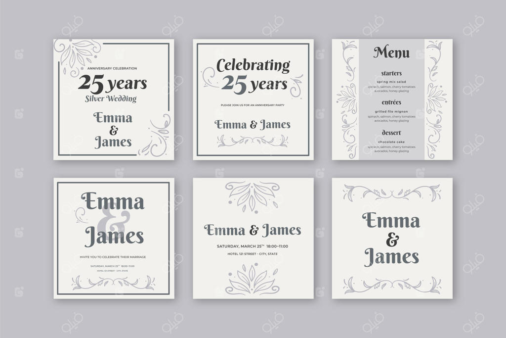 پست‌های اینستاگرامی برای بیست و پنجمین سالگرد ازدواج