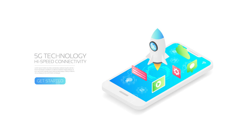 طراحی ایزومتریک فناوری پرسرعت 5G
