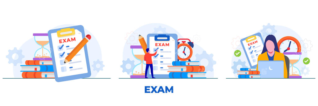 مفهوم امتحان و آموزش؛ دانش‌آموزان در حال انجام آزمون‌های آنلاین