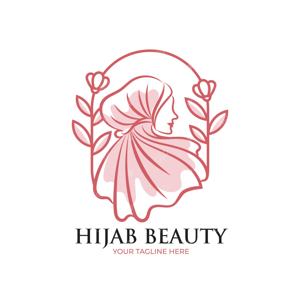 قالب لوگوی طرح خطی زن با حجاب و زیبایی طبیعی