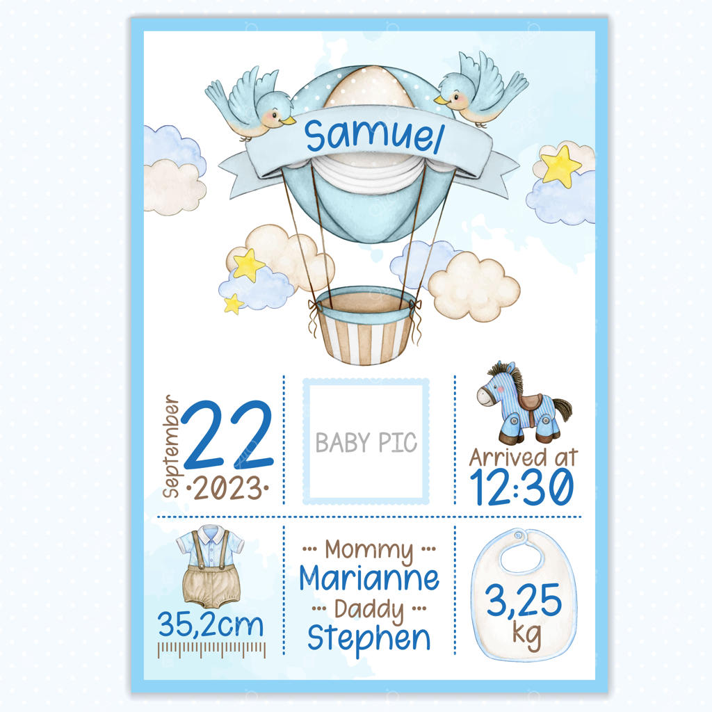 پوستر اعلام تولد قابل چاپ با طراحی نسبت طلایی