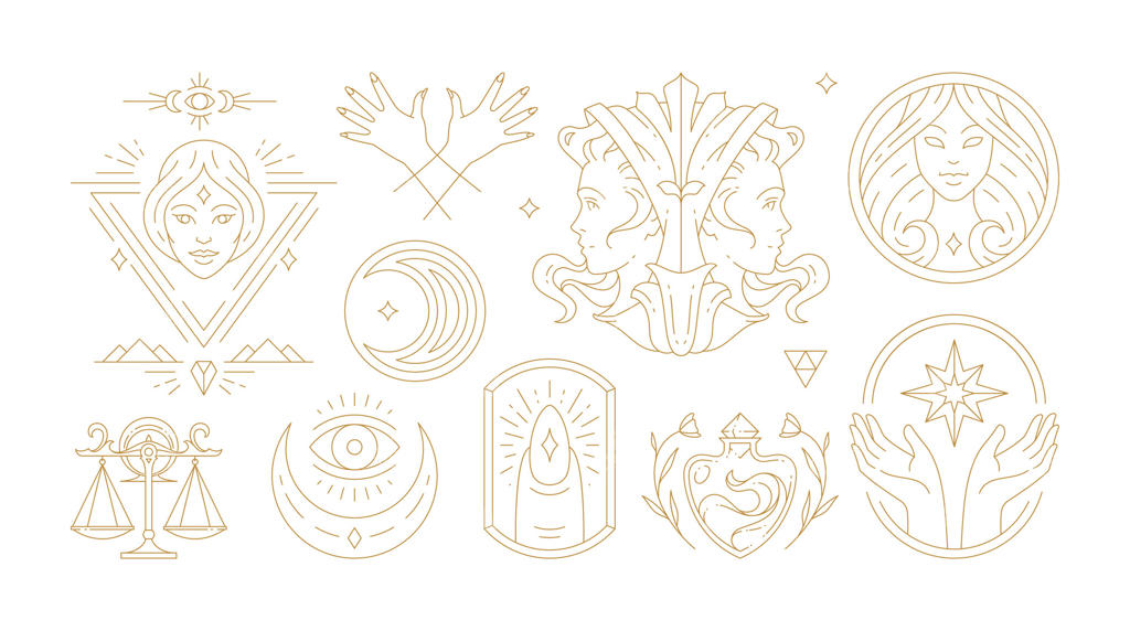 مجموعه‌ای از تصاویر زنانه‌ بوهویی و نمادهای اسرارآمیز و زنانه