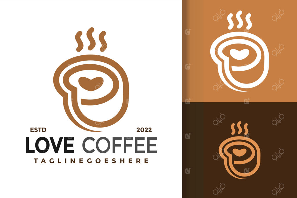 طراحی لوگوی لاو کافی پرمیوم، لوگوی هویت برند، لوگوی مدرن، قالب وکتور طراحی لوگو