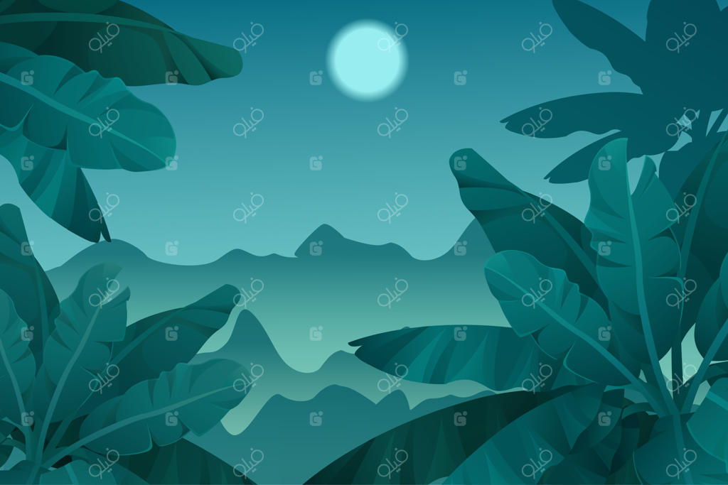 پس‌زمینه بازی: جنگل گرمسیری در شب