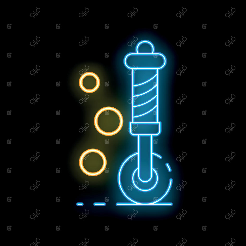 تابلوی نئون آرایشگری با سکه‌های در حال سقوط بر زمینه‌ی سیاه