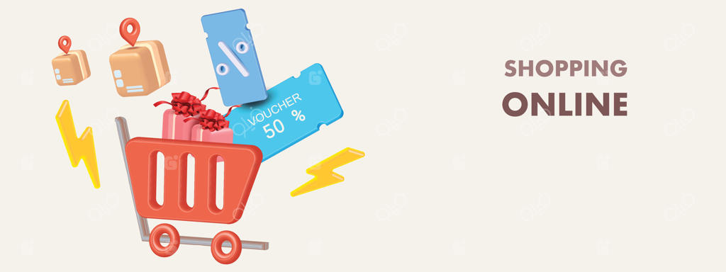 تصویر وکتور کوپن تخفیف سه‌بعدی با طرح صورتی و آبی درصد. مفهوم فروش ویژه، خرید آنلاین با پاداش و تبلیغ سکه‌ها به همراه جعبه هدیه.