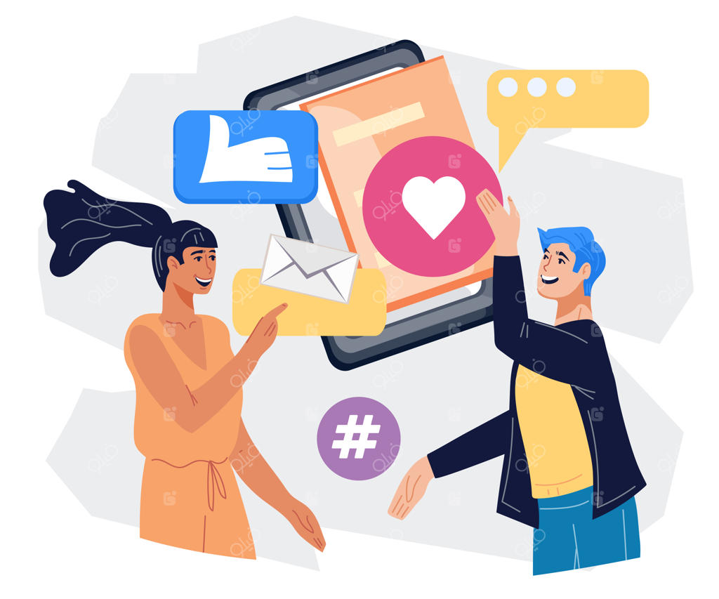 گفتگوی آنلاین و اپلیکیشن موبایل برای شبکه‌سازی - تصویرسازی وکتور تخت