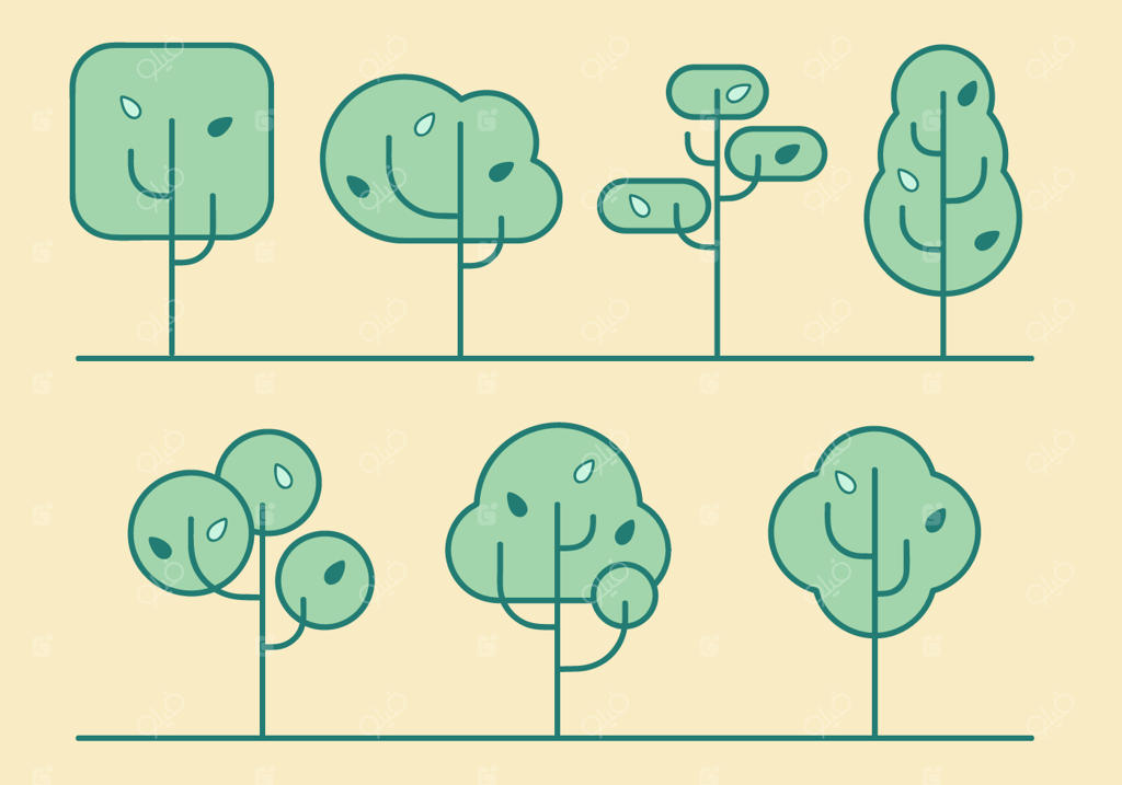 وکتور رایگان درختان مینیمالیستی