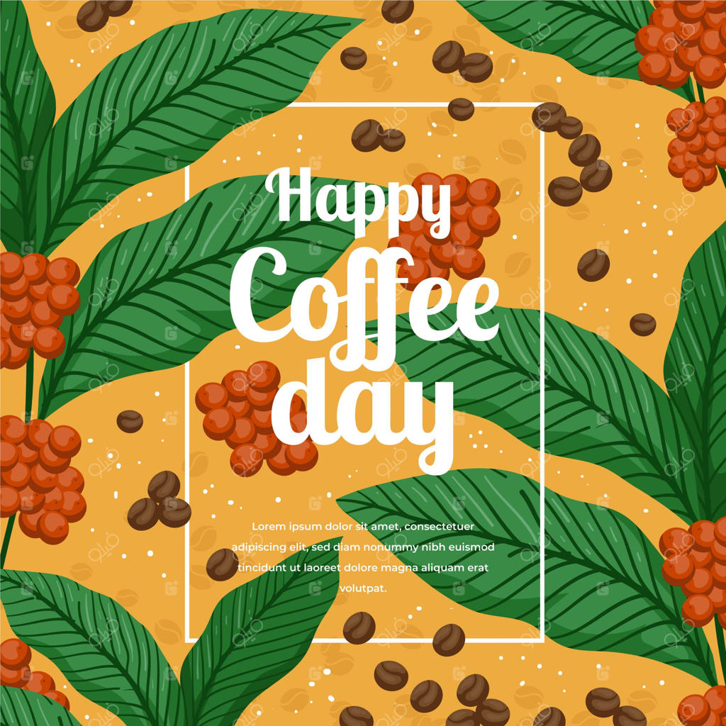 تصویرسازی دستی به مناسبت روز جهانی قهوه