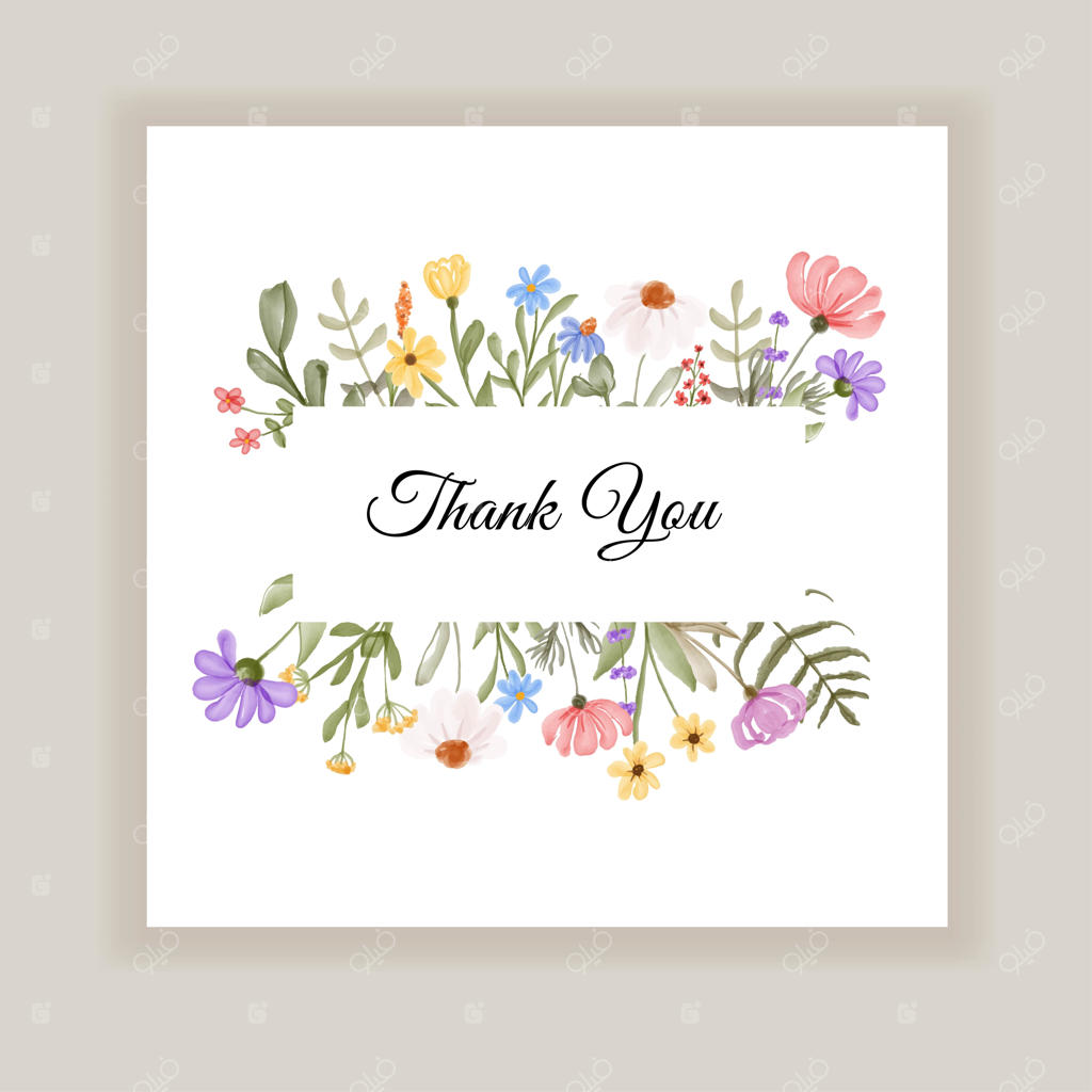کارت تشکر با تصویر گل‌های وحشی