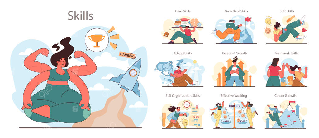 توسعه مهارت‌ها: رشد توانایی‌های حرفه‌ای، مهارت‌های سخت و نرم در کاراکتر زنانه کارآزموده