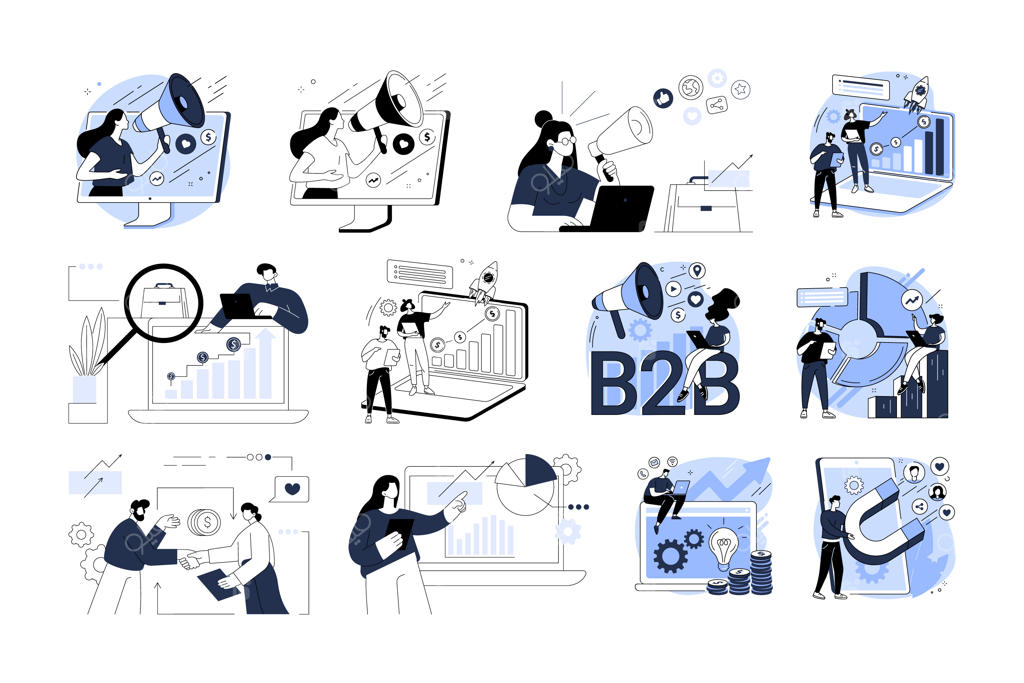 مجموعه تصویرسازی وکتور فلت با موضوع کسب‌وکار