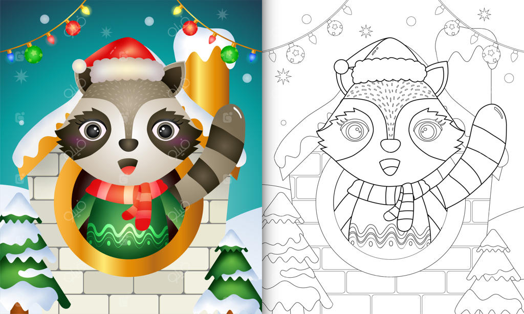 کتاب رنگ آمیزی با یک راکون بامزه در خانه