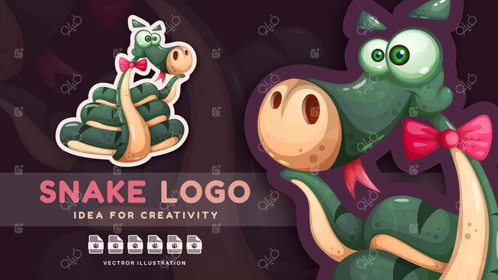 شخصیت کارتونی مار بامزه و دوست‌داشتنی استیکر خنده‌دار