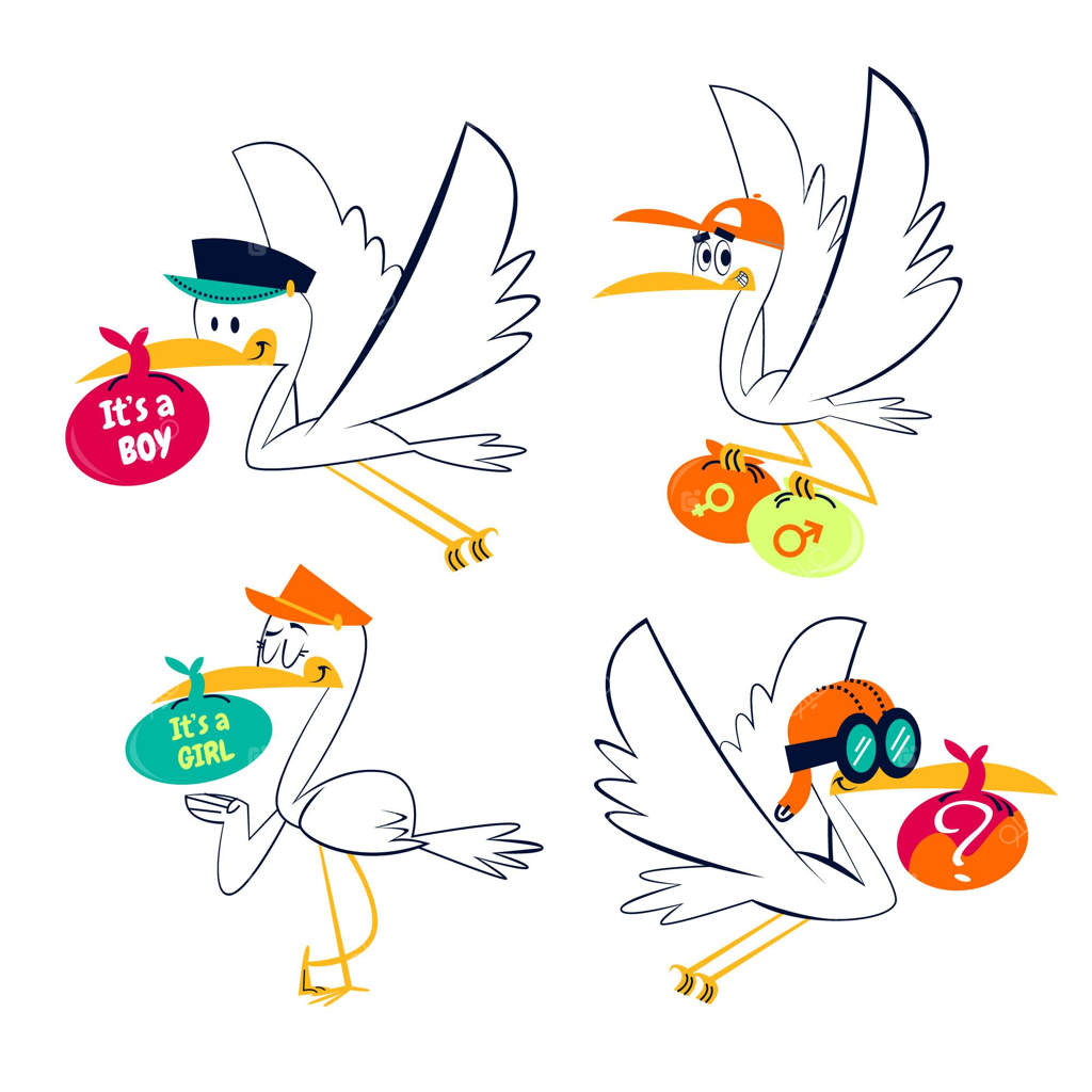 استیکرهای نوستالژی برای جشن سیسمونی با طرح لک لک‌ها