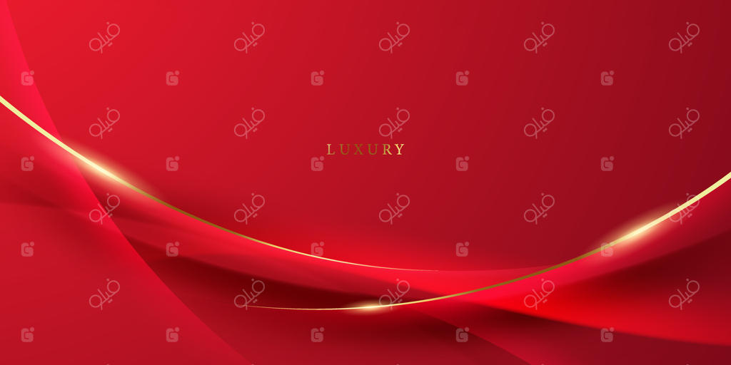 طراحی پس‌زمینه مدرن با عناصر هندسی قرمز و طلایی - تصویرسازی وکتور