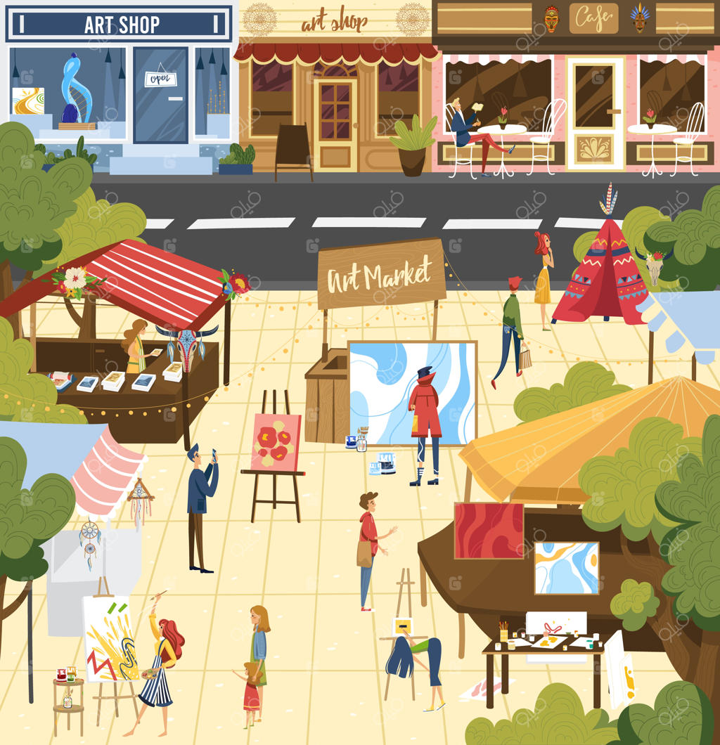 افرادی در بازار هنر و تصویرسازی.