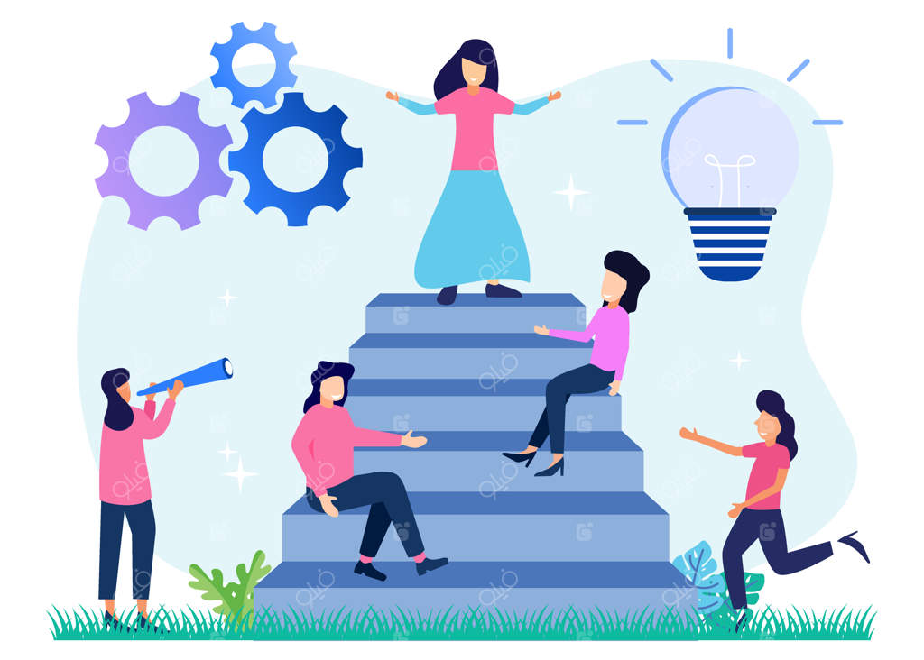 شخصیت کارتونی زن موفق در قالب وکتور گرافیکی