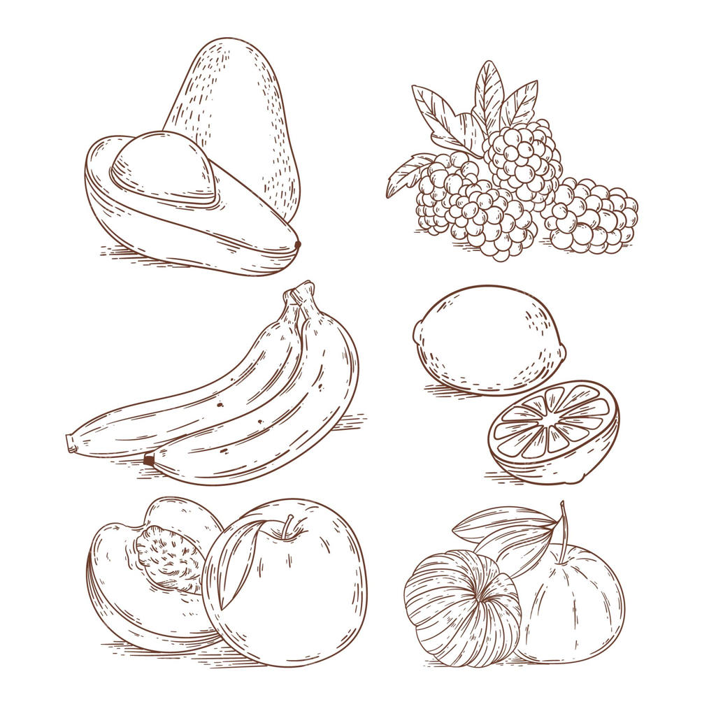 مجموعه میوه‌های دست‌ساز حکاکی شده