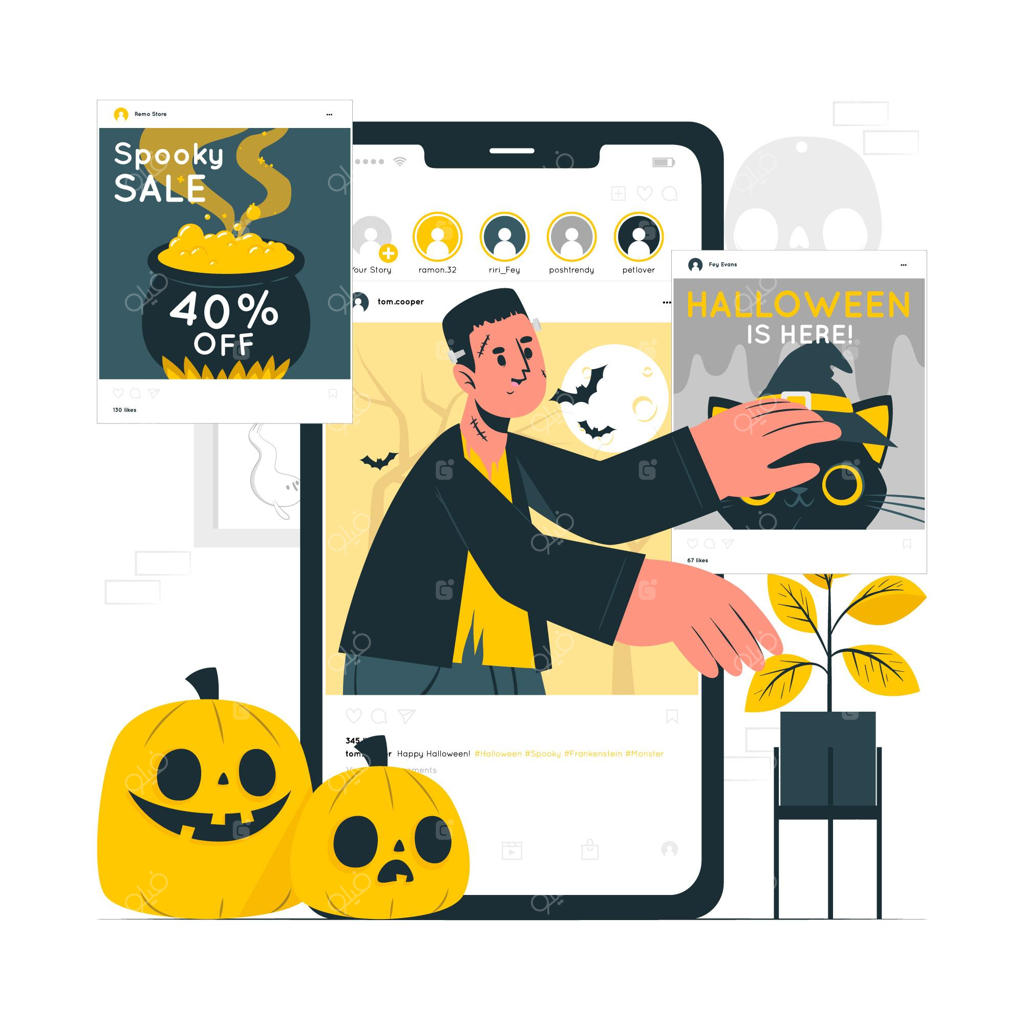 تصویرسازی مفهومی برای فید اینستاگرام هالووین
