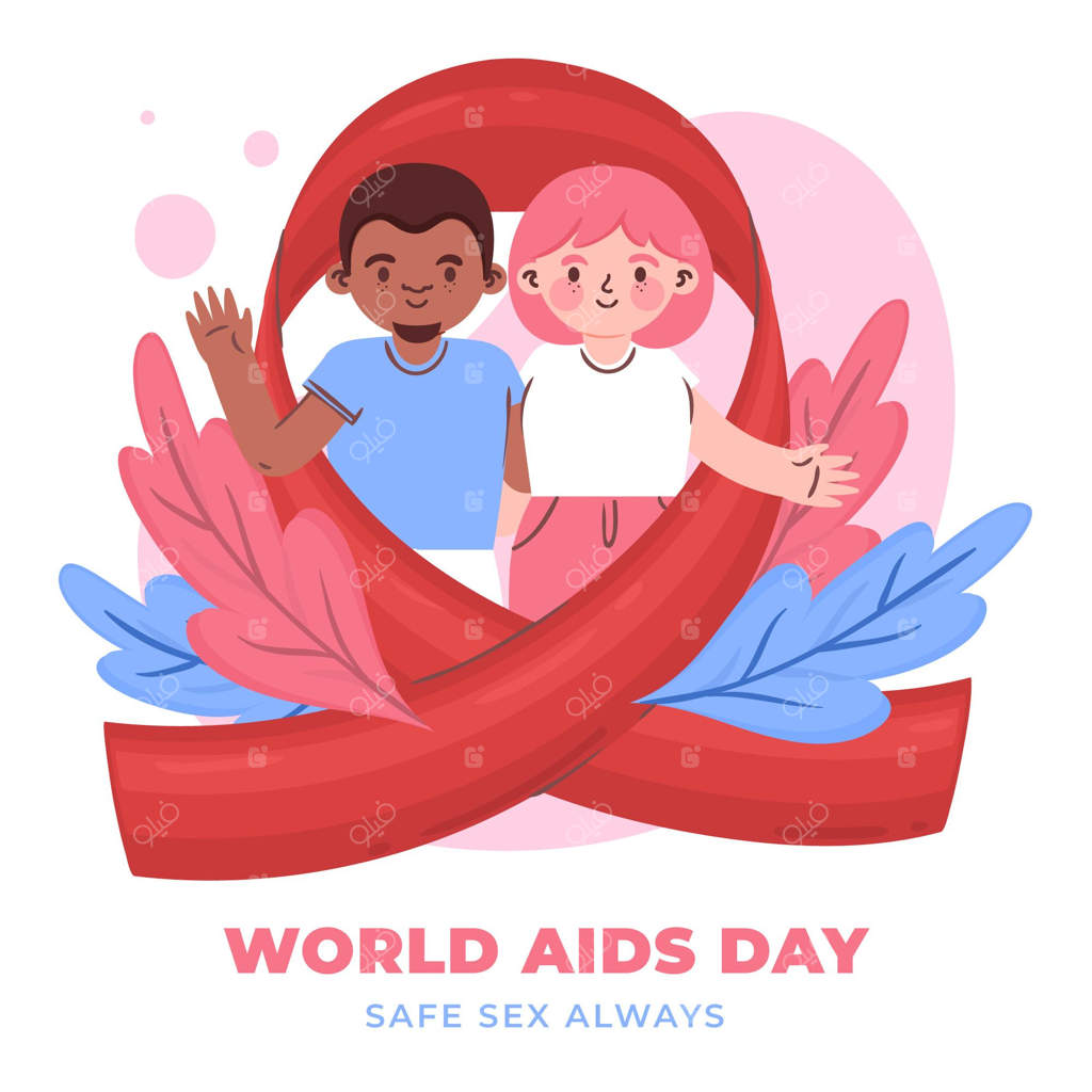 تصویر دست‌کشیده و ساده روز جهانی ایدز