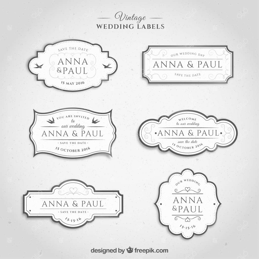 برچسب‌های عروسی کلاسیک به رنگ سفید