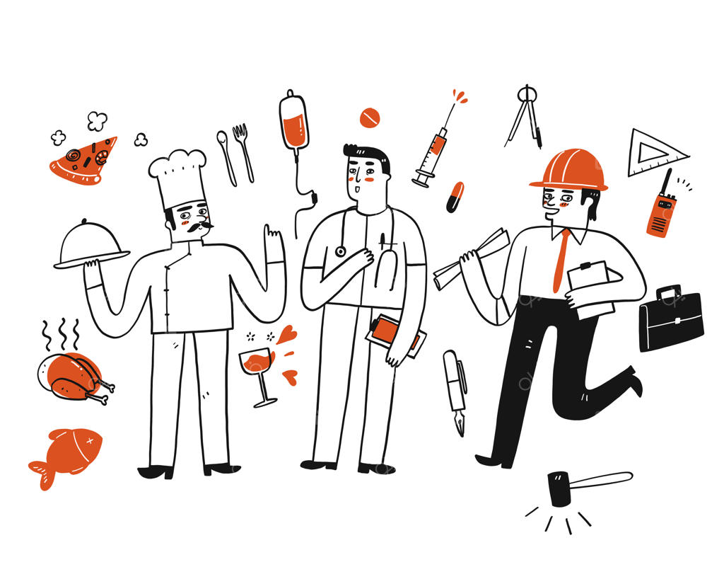 گروهی از کارکنان در حال گفتگو ایستاده‌اند، رئیسی با سینی غذا در دست