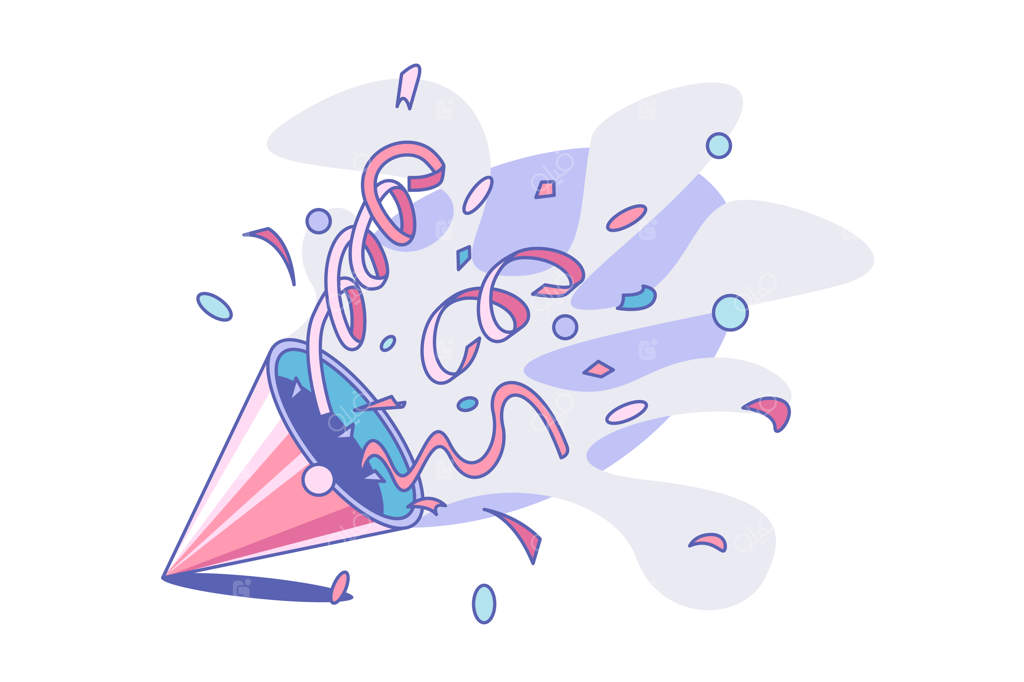 تصویر برداری کاغذپاش و ریسه رنگارنگ - بارش کاغذپاش و روبان‌رنگی