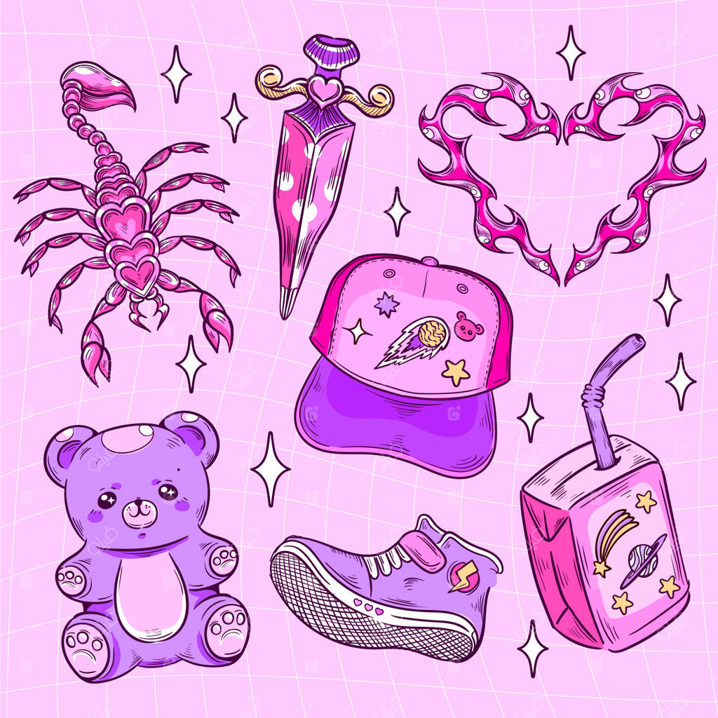 مجموعه استیکر دستی سبک Y2K