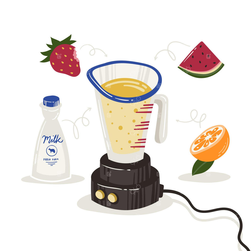 تصویرسازی اسموتی‌ها در لیوان مخلوط‌کن